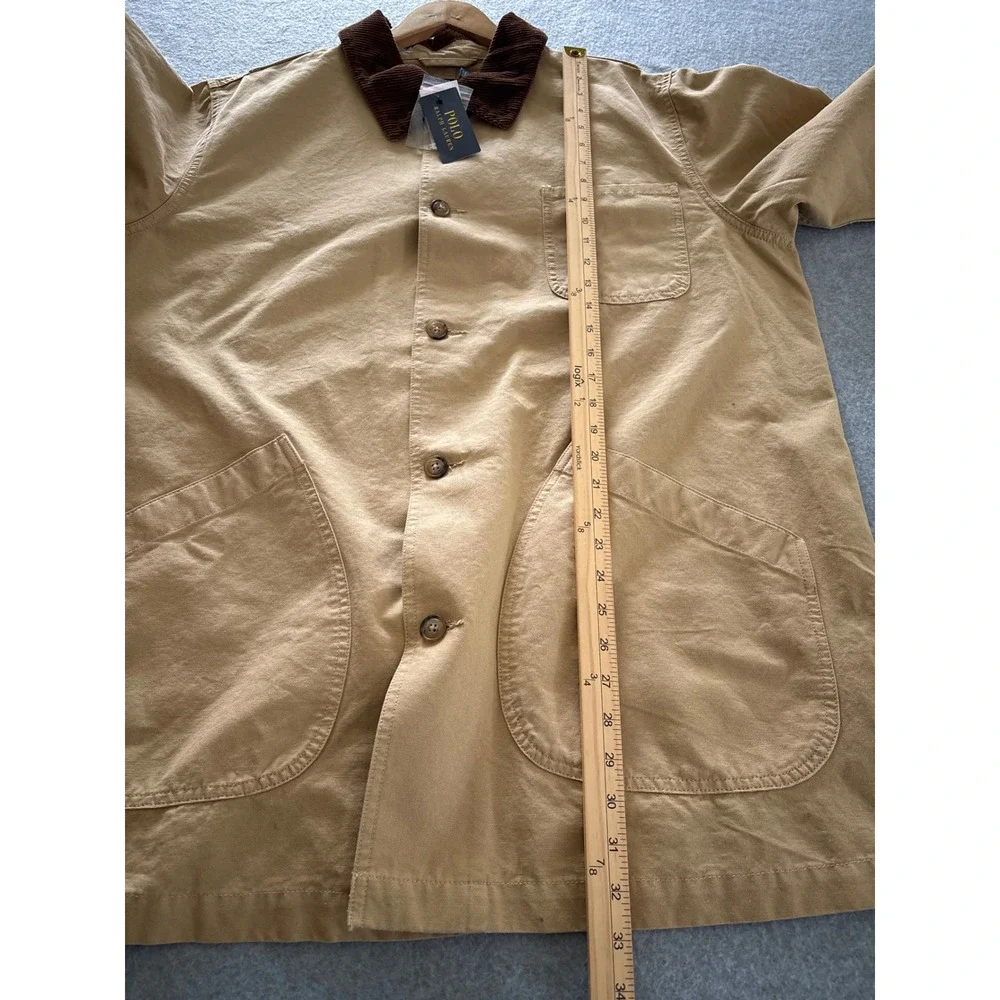 Polo Ralph Lauren Men's XL Tan Cotton Barn Coat Corduroy Collar Chore Jacket NWT